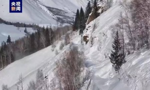 新疆喀纳斯景区遭遇降温降雪 道路仍处于管制状态